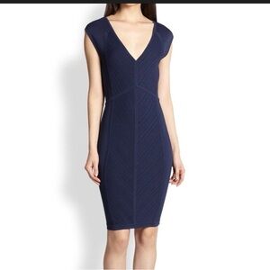 Diane Von Furstenberg Cressida Paneled Knit Dress Navy Size Small Bodycon